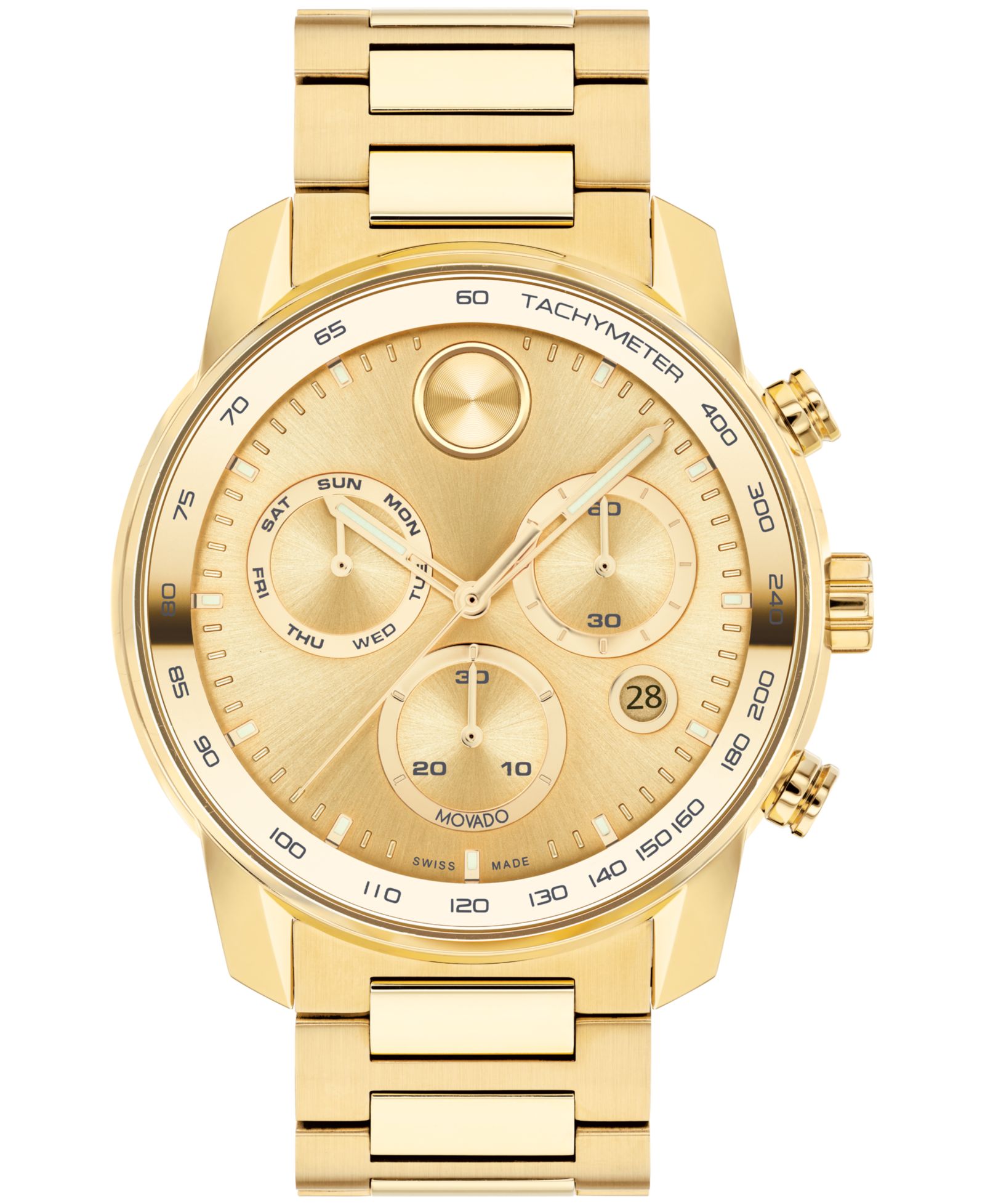Movado Мужские часы Bold Verso желтое золото, сталь, браслет, 44mm