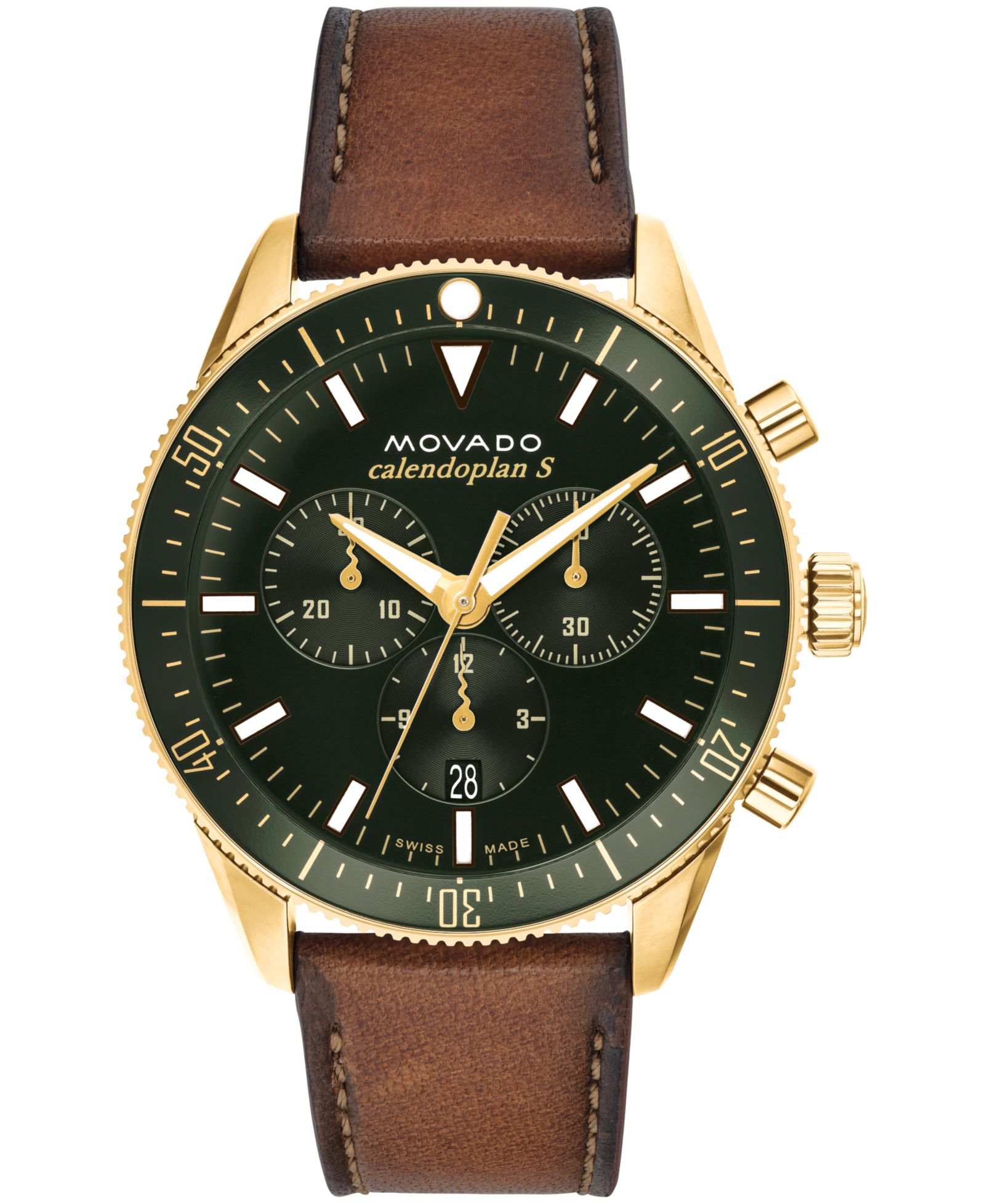 Мужские часы Movado Heritage Cognac Genuine Leather Strap 42mm