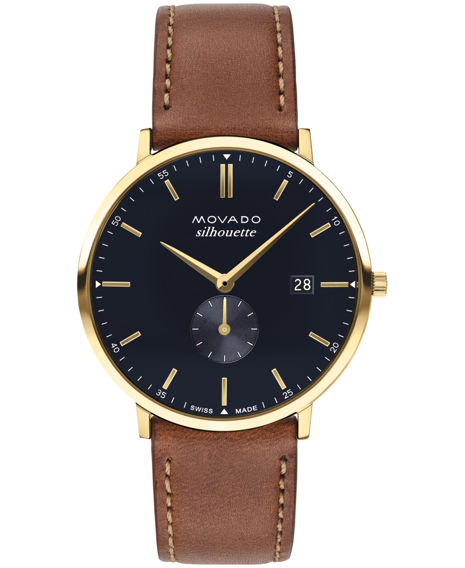 Movado Men's Heritage Tan Genuine Leather Strap Watch 40mm