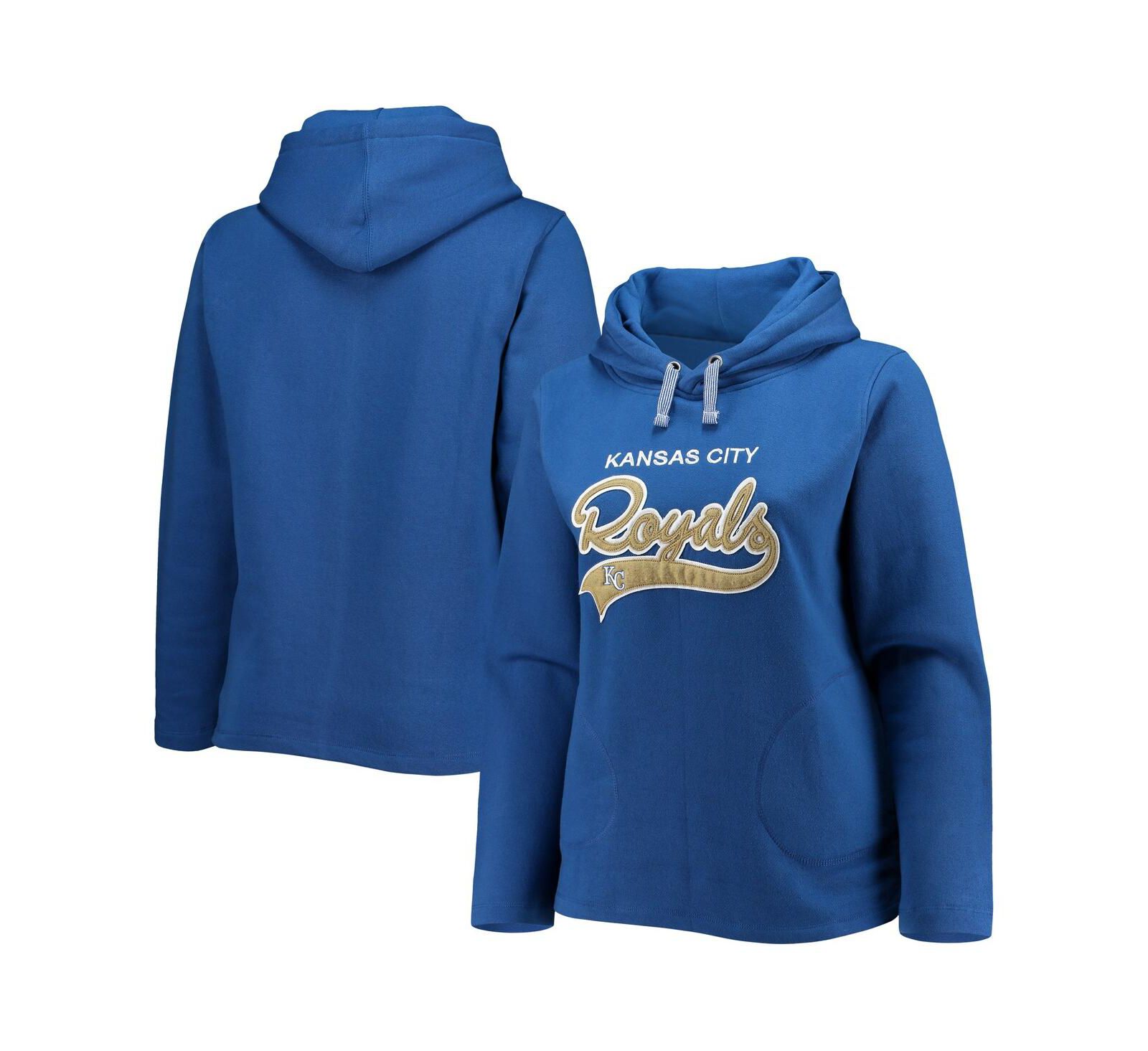 Женское худи Soft as a Grape Royal Kansas City Royals Plus Size с разрезом по бокам