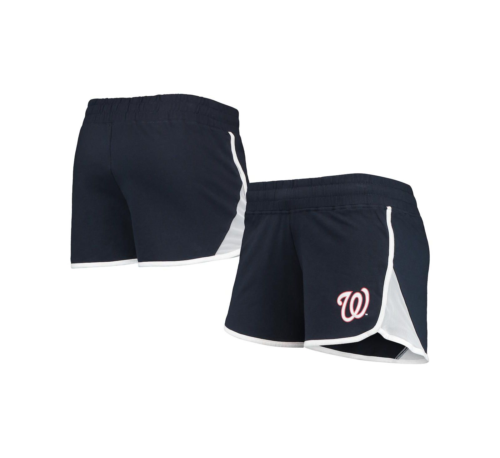 Women's New Era Navy Washington Nationals Stretch French Terry Shorts