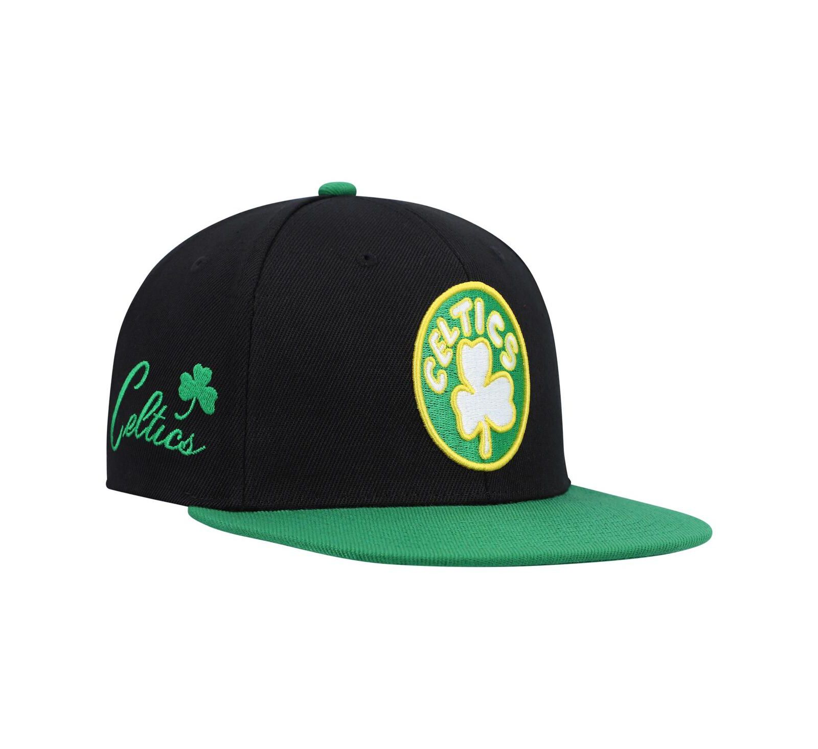 Мужская кепка Mitchell & Ness Black and Kelly Green Boston Celtics Hardwood Classics Snapback