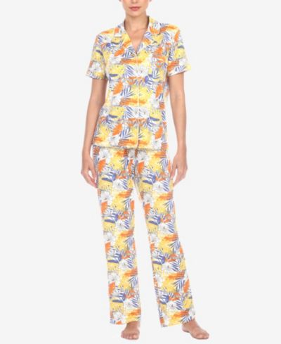 White Mark Женский 2 Piece Tropical Print Pajama Set