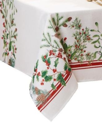 Elrene Winter Holiday Berry Fabric Tablecloth, 102" x 60"