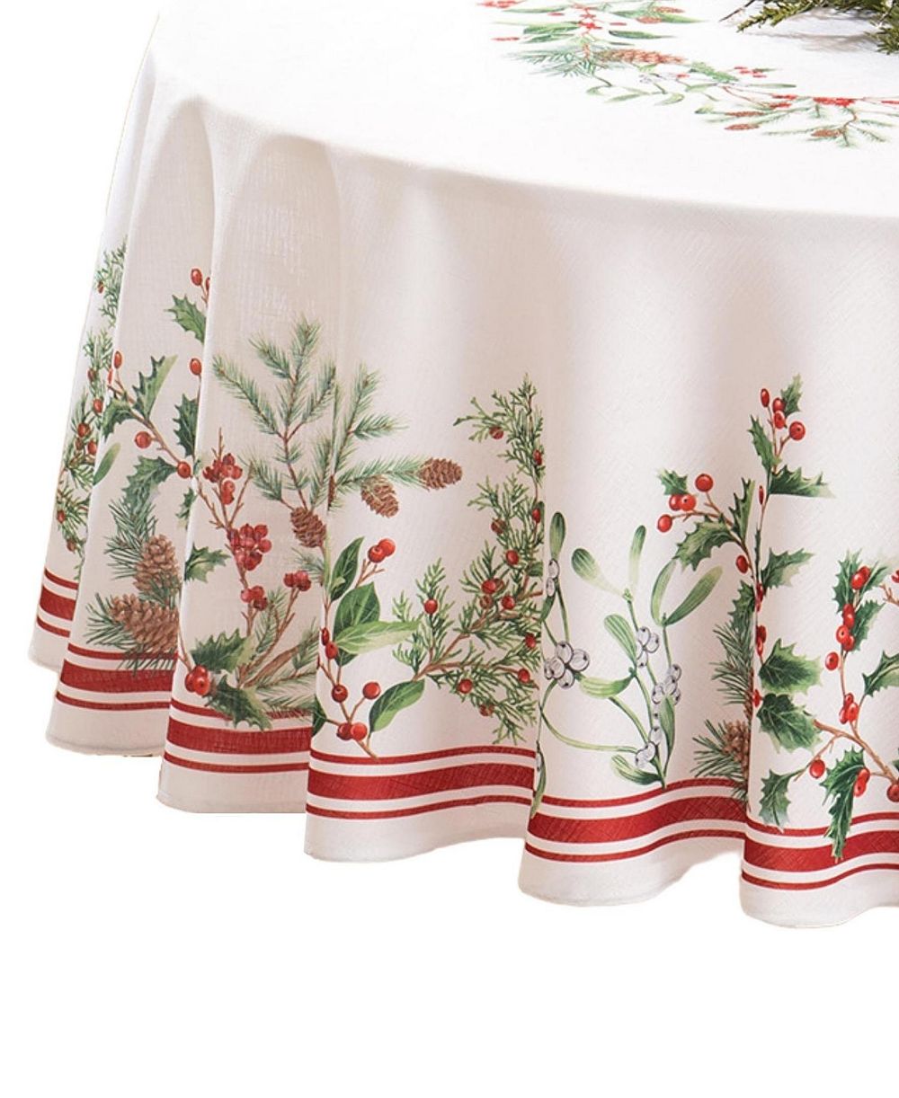 Elrene Winter Holiday Berry Fabric Tablecloth, 70" x 70"