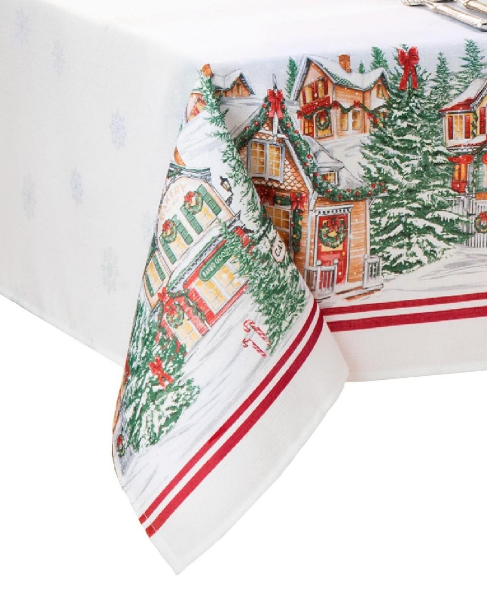 Праздничная скатерть Elrene Storybook Christmas Village, 84" x 60"