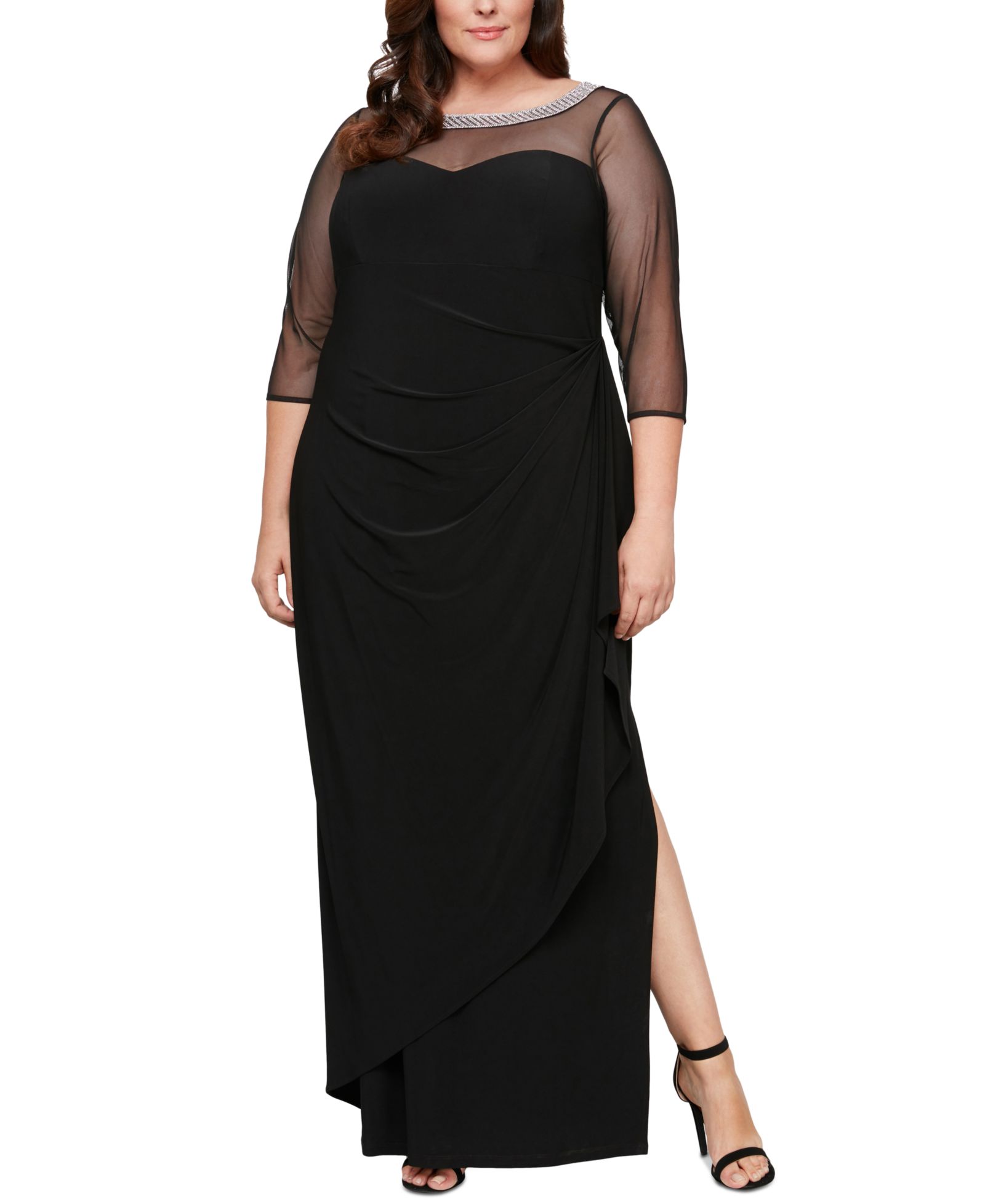 Alex Evenings Женское вечернее платье Plus Size Illusion-Trim Ruffled