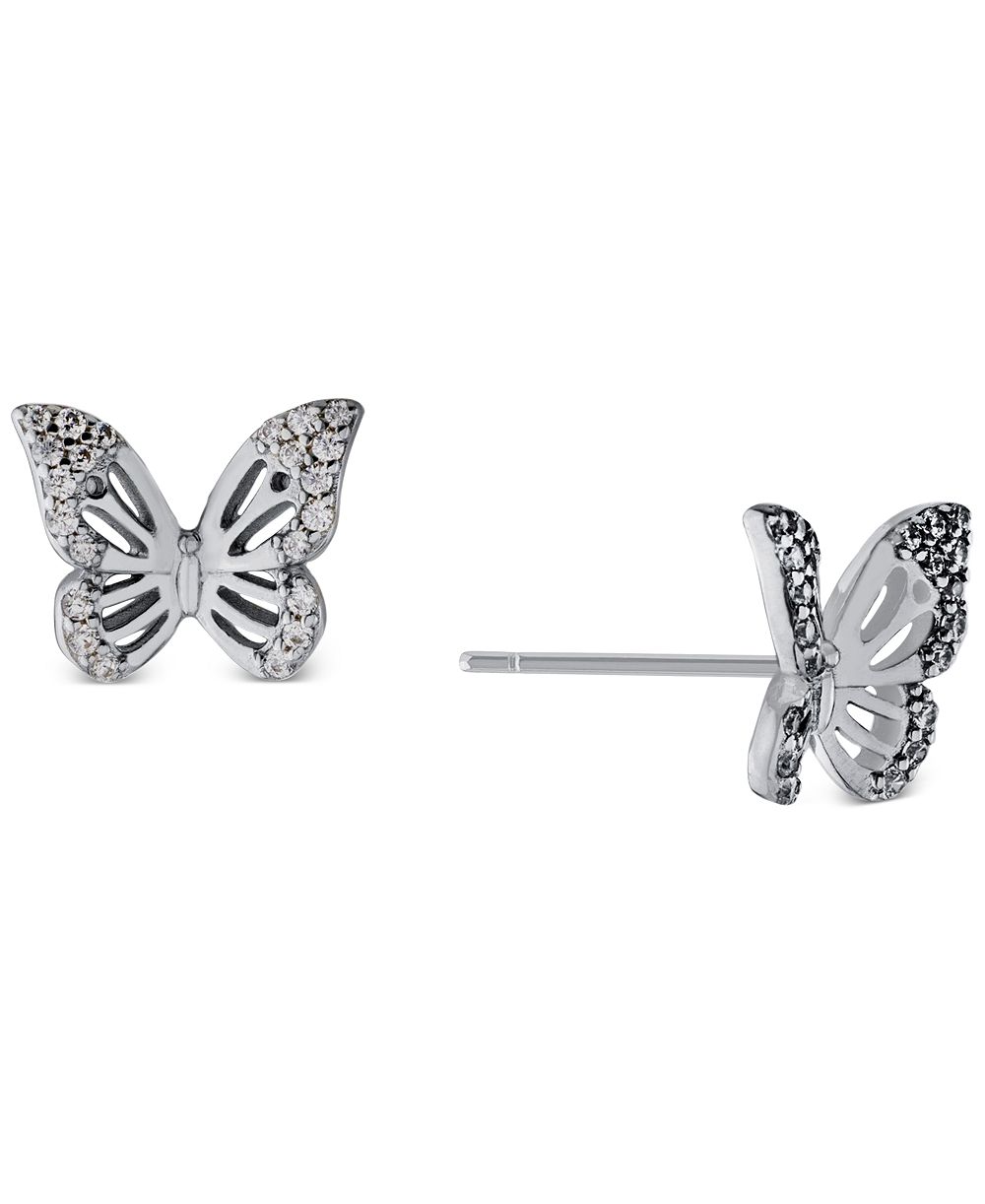 Giani Bernini серьги-гвоздики Butterfly с кубическим цирконием в стерлинговом серебре