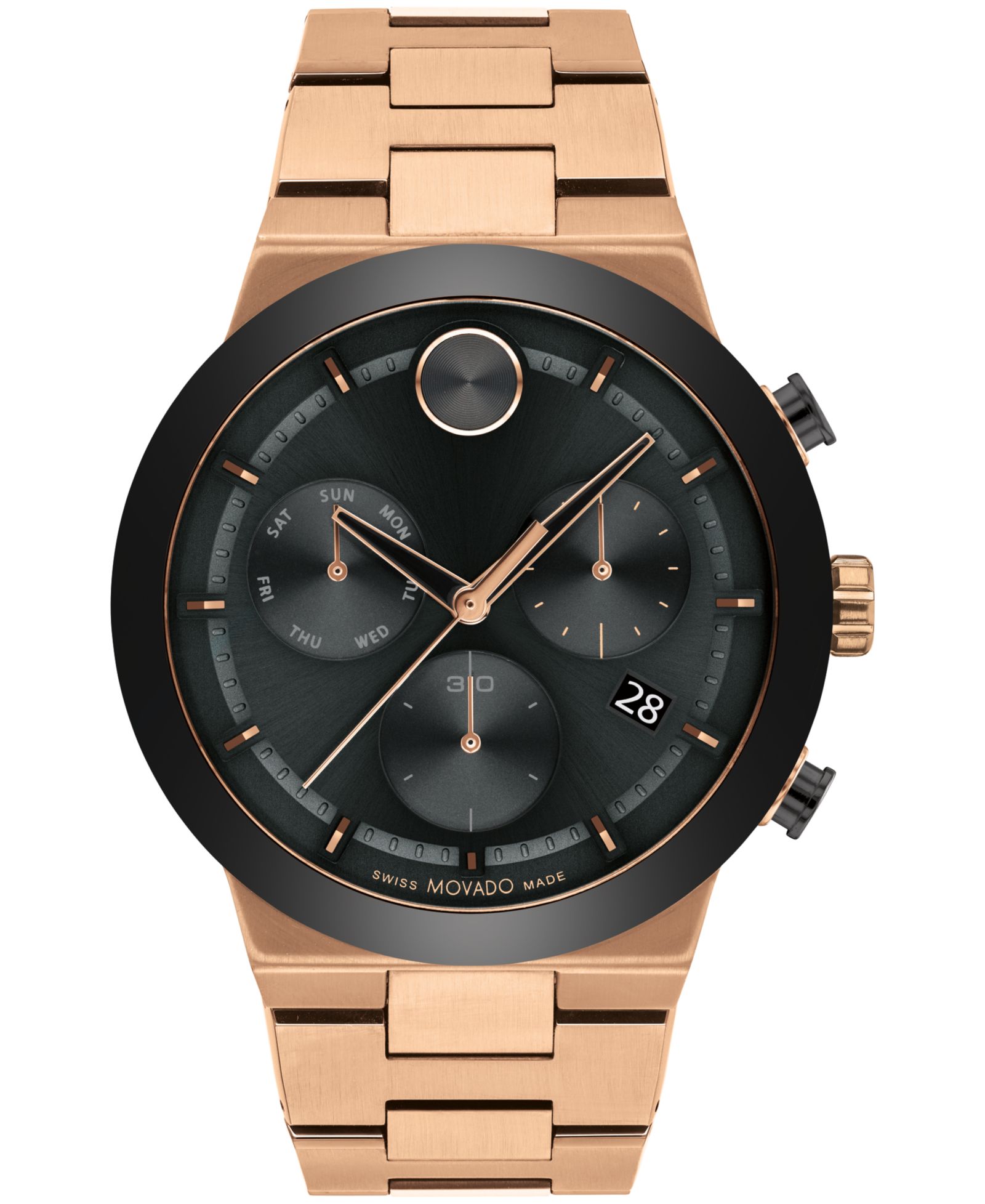 Часы Movado Men's Bold Fusion Swiss Quartz Chronograph Bronze PVD Bracelet 44mm
