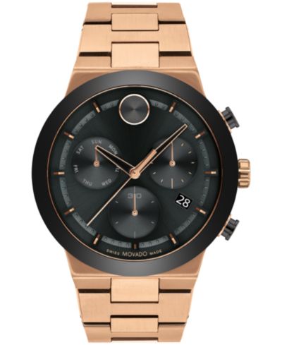 Часы Movado Men's Bold Fusion Swiss Quartz Chronograph Bronze PVD Bracelet 44mm