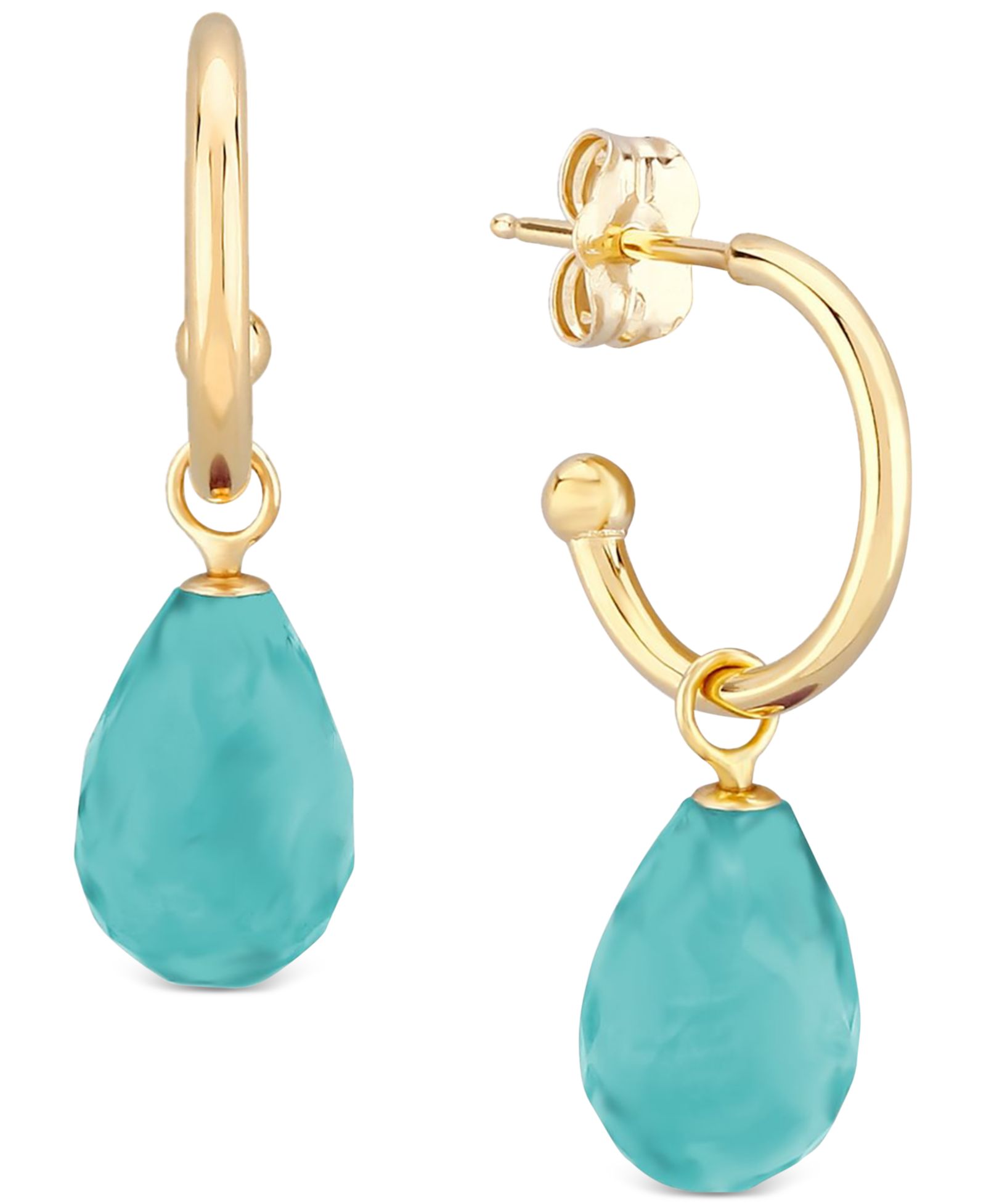Серьги-кольца с бирюзой Sleeping Beauty в 14k желтом золоте