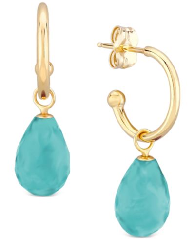 Серьги-кольца с бирюзой Sleeping Beauty в 14k желтом золоте