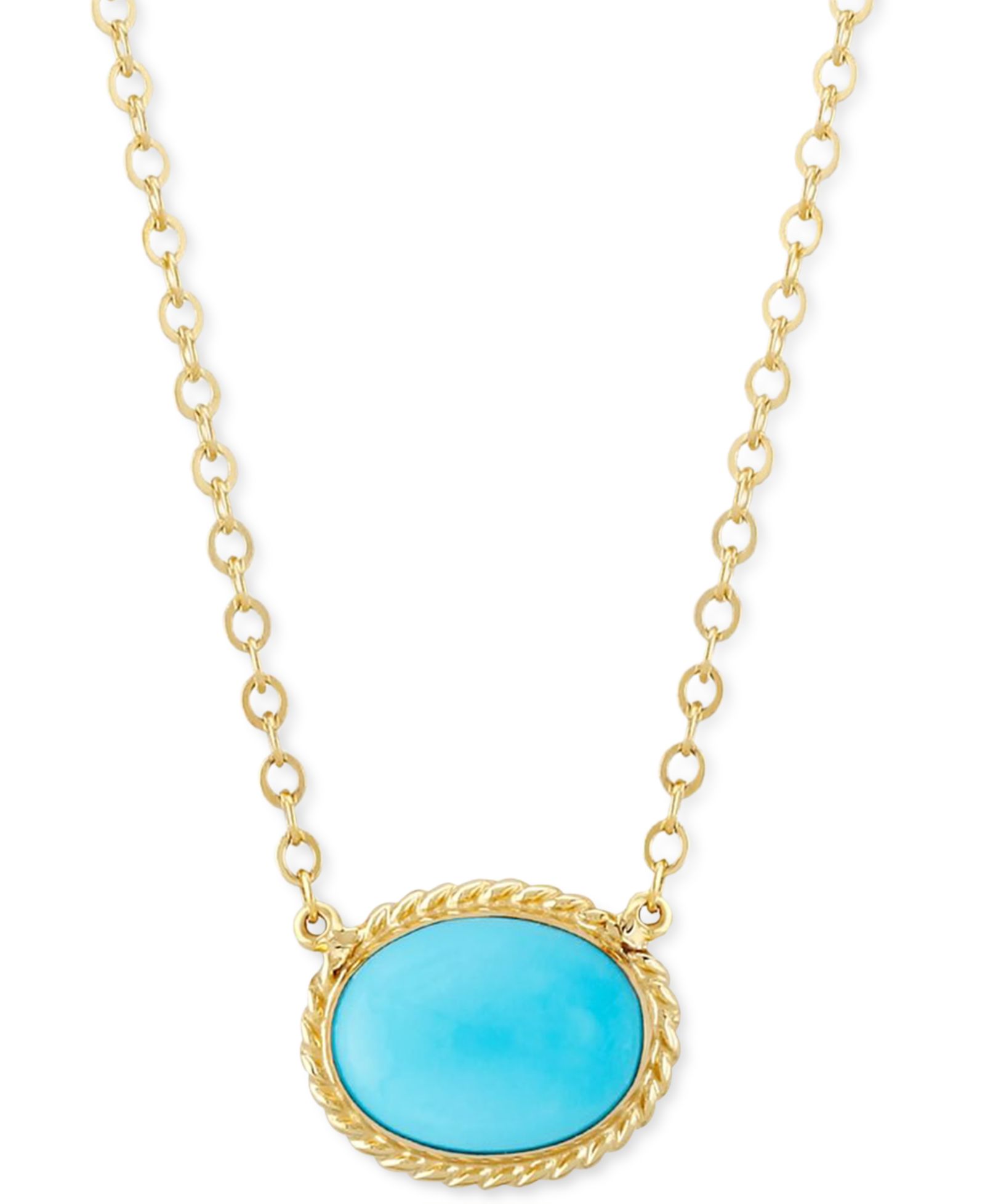 Macy's Подвеска-кулон с натуральным бирюзовым камнем Sleeping Beauty из желтого золота 14k, 18" + 1" extender