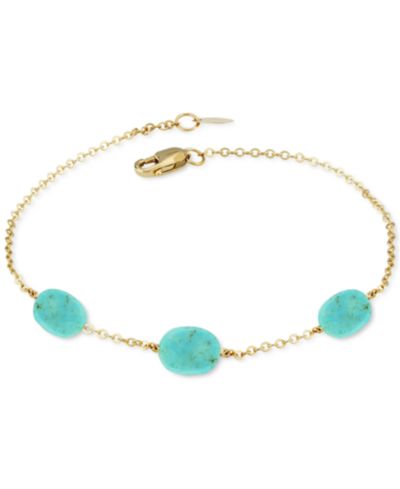Sleeping Beauty браслет-цепочка с бирюзовым агатом в золоте 14k