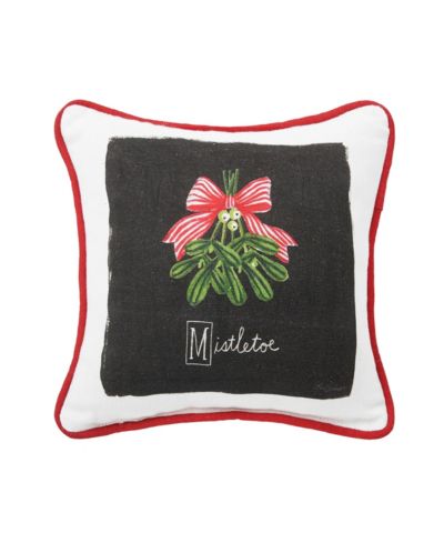 Christmas Mistletoe Alphabet 100% Cotton Printed Mini Accent Pillow 8" x 8"