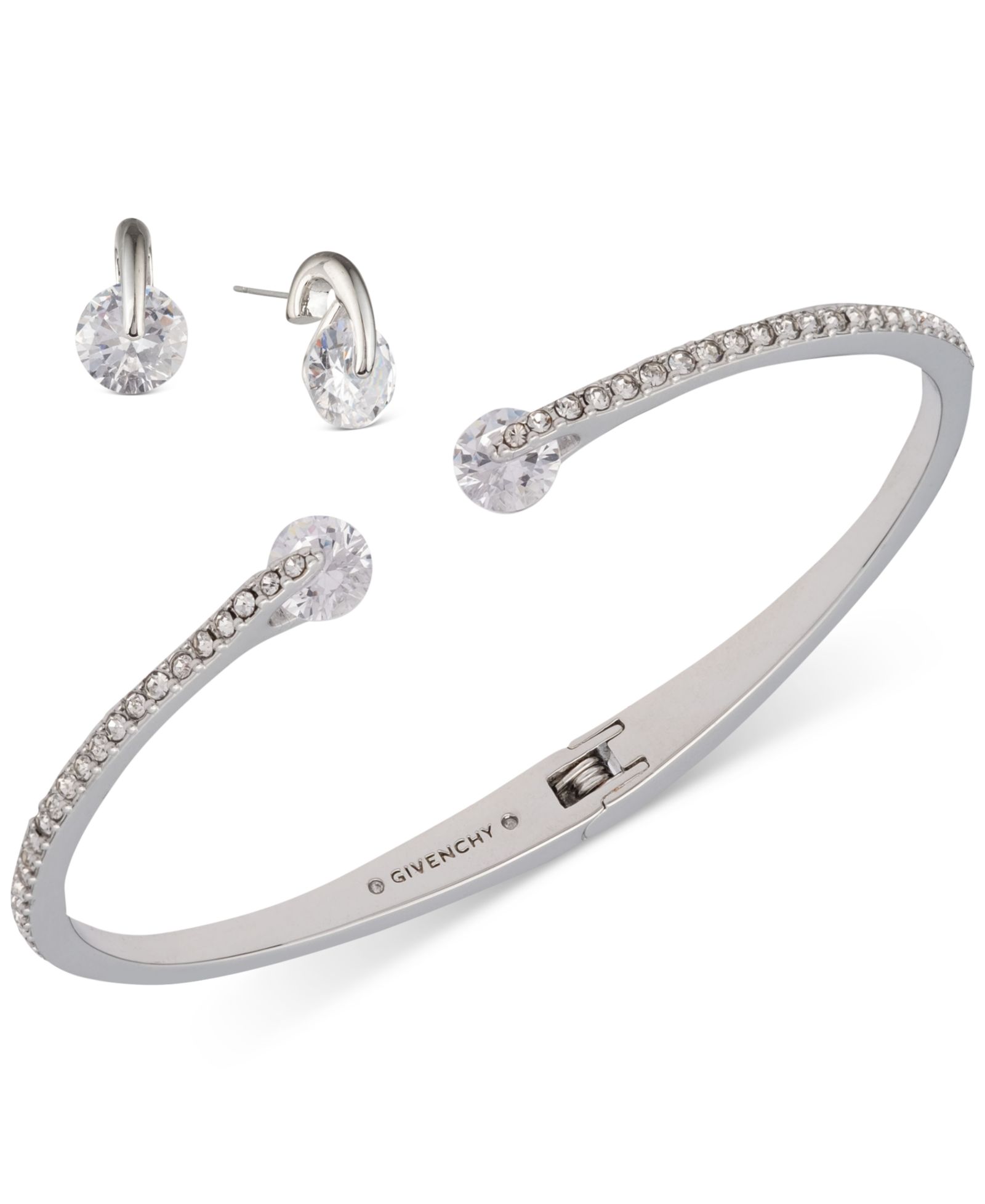 Givenchy 2-Pc. Color Floating Stone Crystal Cuff Bangle Bracelet and Matching Stud Earrings Set