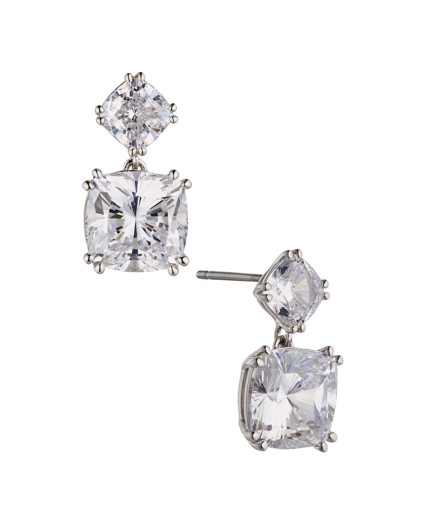 Серьги Eliot Danori Cushion Cut Drop Silver-Tone