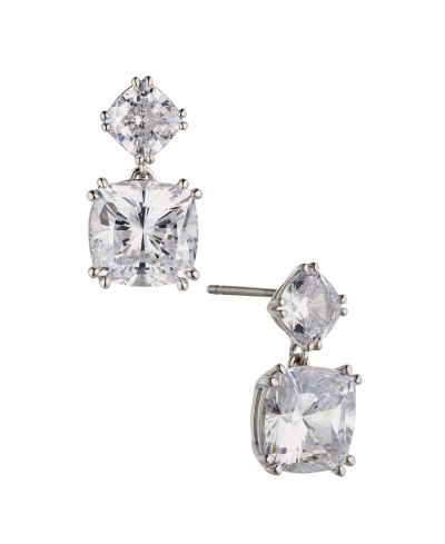Серьги Eliot Danori Cushion Cut Drop Silver-Tone
