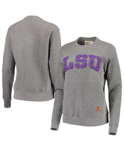 Женская толстовка Pressbox Heathered Gray LSU Tigers Moose Applique Quilted Crewneck