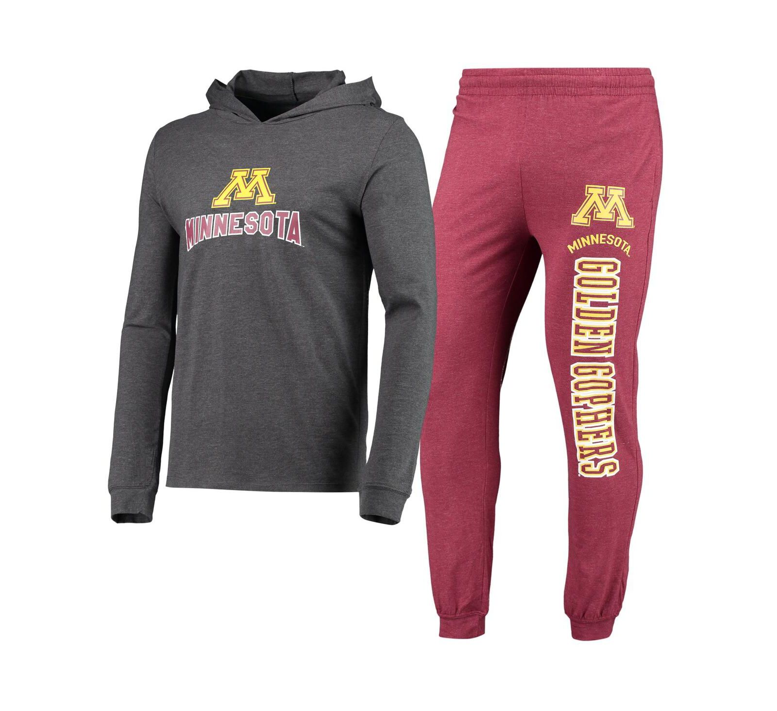 Men's Concepts Sport Heathered Maroon and Heathered Charcoal Minnesota Golden Gophers Meter Long Sleeve Hoodie T-shirt and Jogger Pants Set