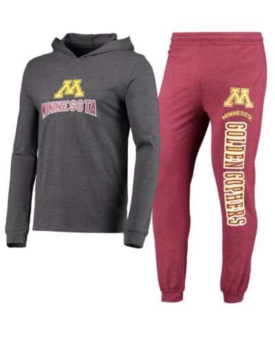 Мужской комплект из худи и джоггеров Concepts Sport Heathered Maroon and Heathered Charcoal Minnesota Golden Gophers, длинный рукав