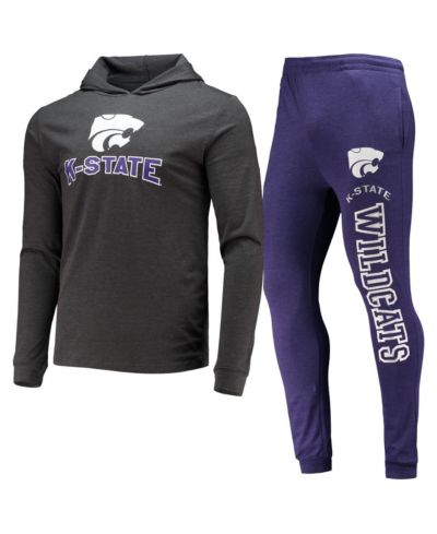 Мужской комплект из худи с длинным рукавом и брюк для джоггинга Concepts Sport Purple and Charcoal Kansas State Wildcats