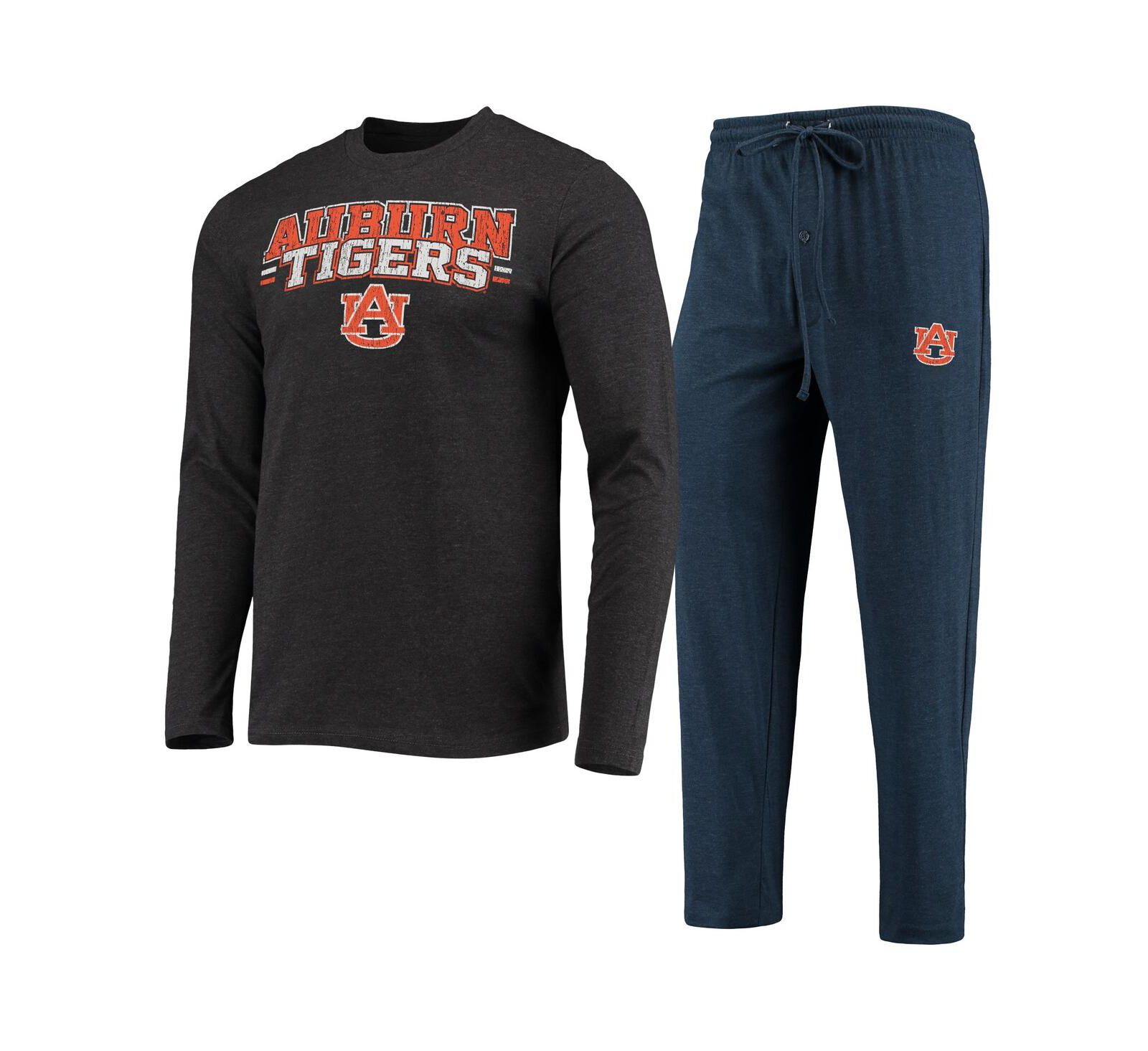 Men's Concepts Sport Navy, Heathered Charcoal Auburn Tigers Meter Long Sleeve T-shirt and Pants Sleep Set