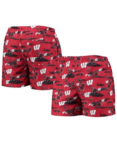Мужские плавки для плавания FOCO Red Wisconsin Badgers Island Palm