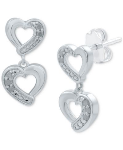 Серьги-подвески Diamond Heart Drop (1/10 ct. t.w.) из стерлингового серебра