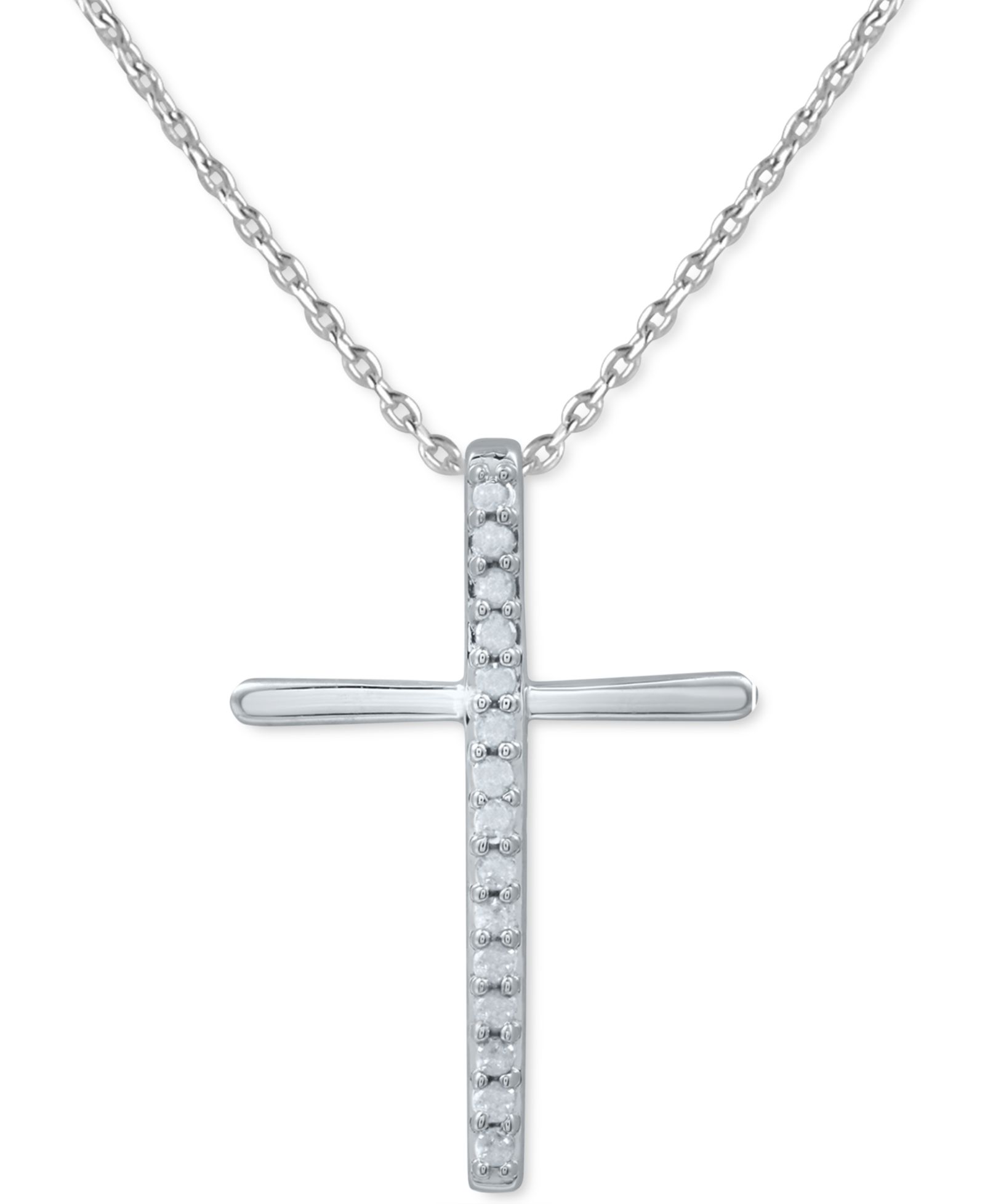 Подвеска кулон Diamond Cross 18" (1/10 ct. t.w.) из стерлингового серебра или стерлингового серебра с 14k Gold-Plate