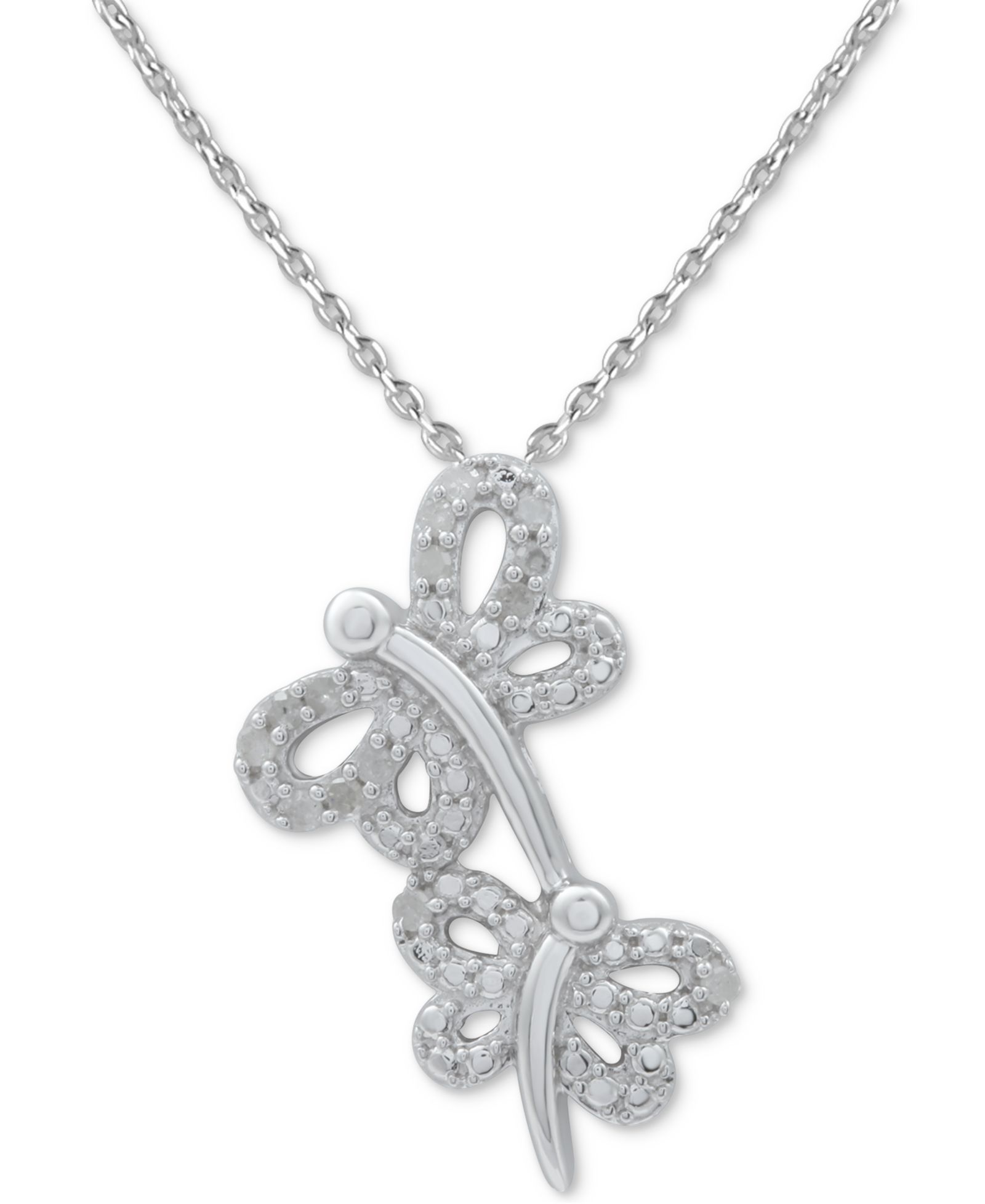 Подвеска Diamond Dragonfly 18" в серебре Sterling Silver