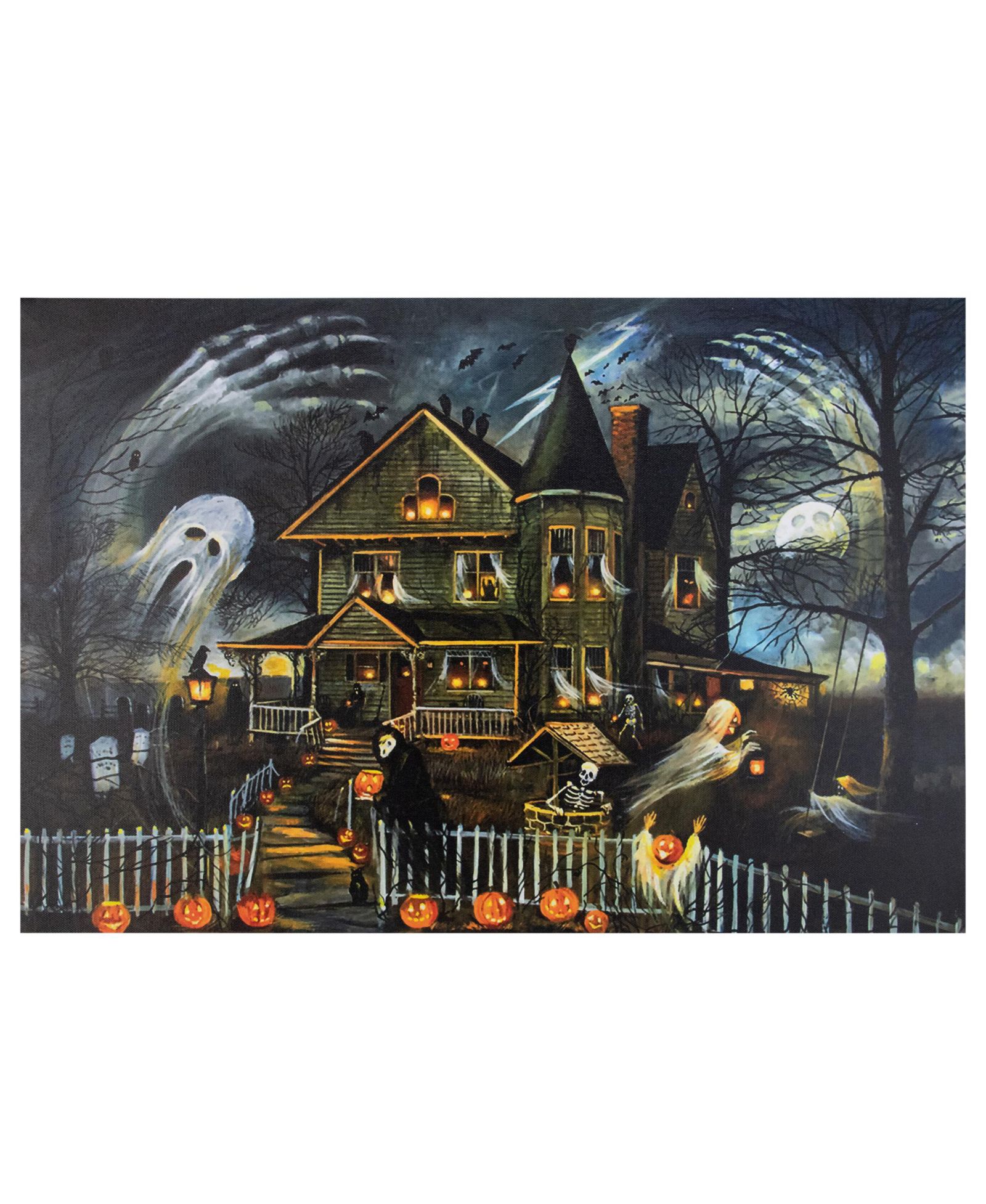 Холст настенный LED Halloween Creepy Haunted House, 23.5" x 16"