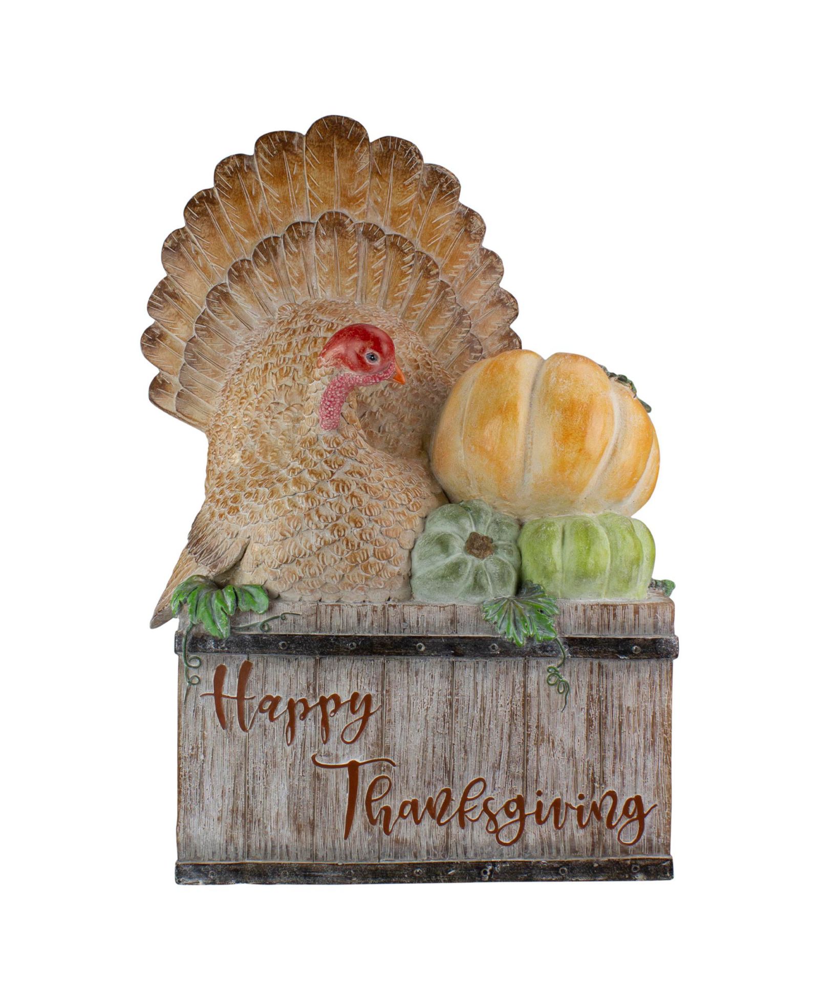 Декор Happy Thanksgiving с индейкой и тыквами, 20.25"