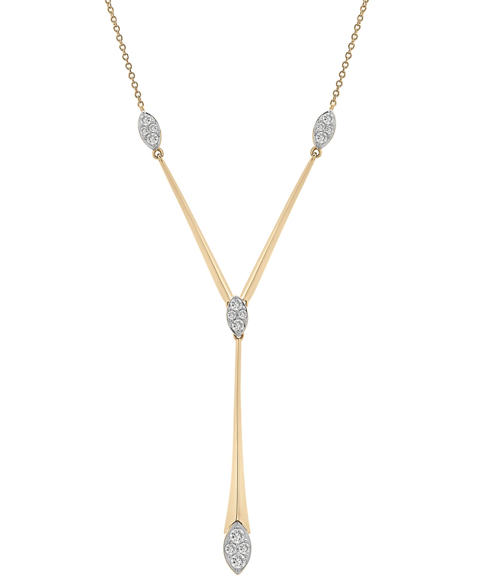 Wrapped in Love™ Diamond Cluster Elongated Lariat Necklace (1/2 ct. t.w.) in 14k Gold, 16" + 2" extender, Created for Macy's