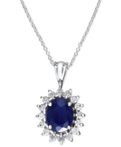 EFFY® кулон с сапфиром и бриллиантом, 14k White Gold и 14k Yellow Gold