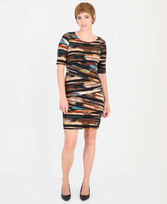 Connected Women's Bateau-Neck Elbow-Sleeve Sheath Dress