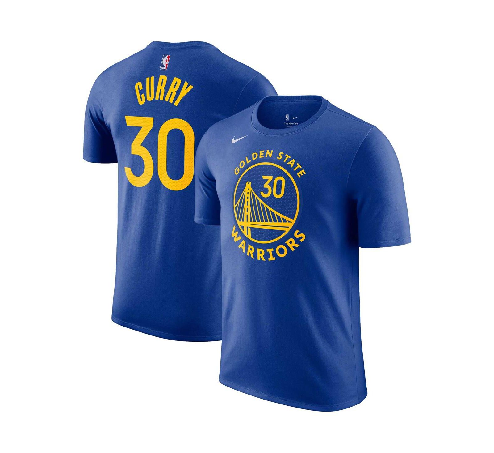 Men's Nike Stephen Curry Royal Golden State Warriors Icon 2022/23 Name and Number T-shirt
