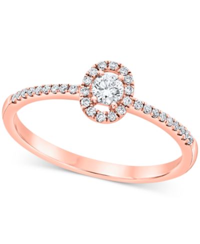 Diamond Halo Engagement Ring (1/4 ct. t.w.) in 14k White, Yellow or Rose Gold