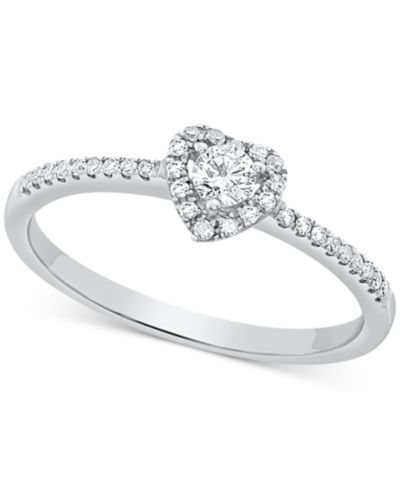 Diamond Heart Halo Engagement Ring (1/4 ct. t.w.) in 14k White, Yellow or Rose Gold