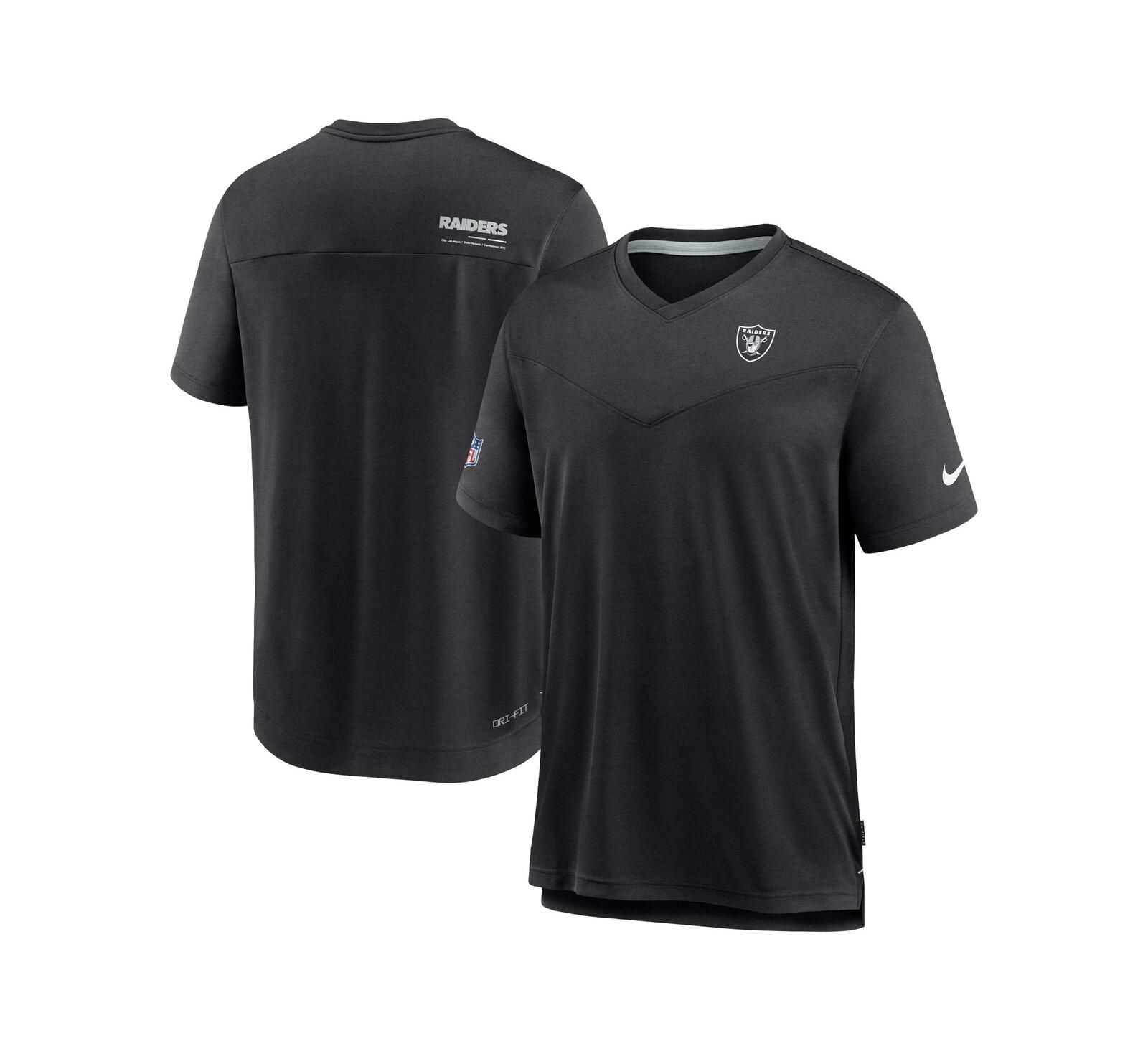 Мужская футболка Nike Black Las Vegas Raiders 2022 Sideline Coach Chevron Lock Up Performance V-Neck T-shirt
