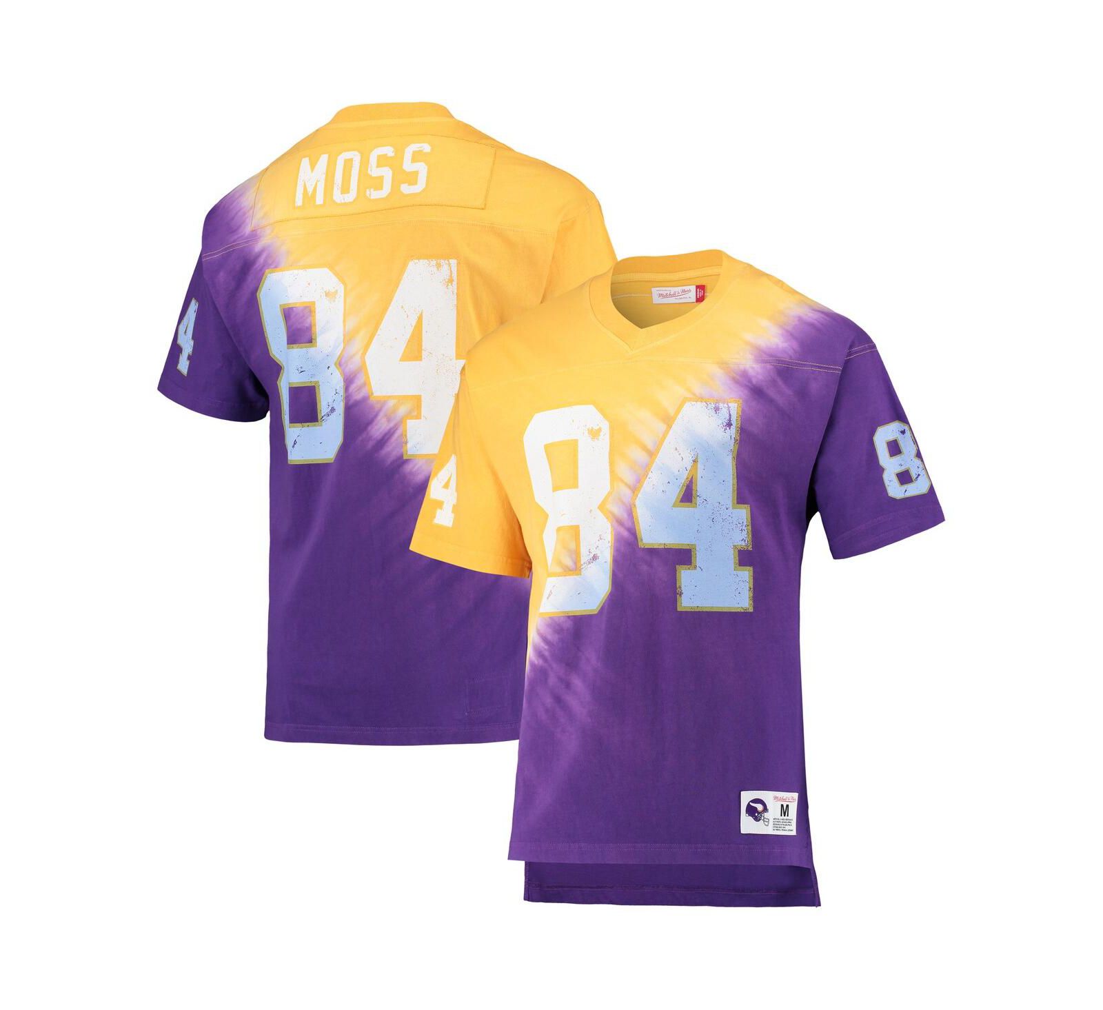 Мужская футболка Mitchell & Ness Randy Moss Gold, Purple Minnesota Vikings V-neck