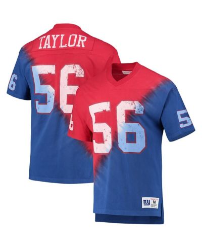 Футболка Mitchell & Ness Men's Lawrence Taylor Red, Royal New York Giants Retired Player Name and Number Diagonal Tie-Dye V-Neck
