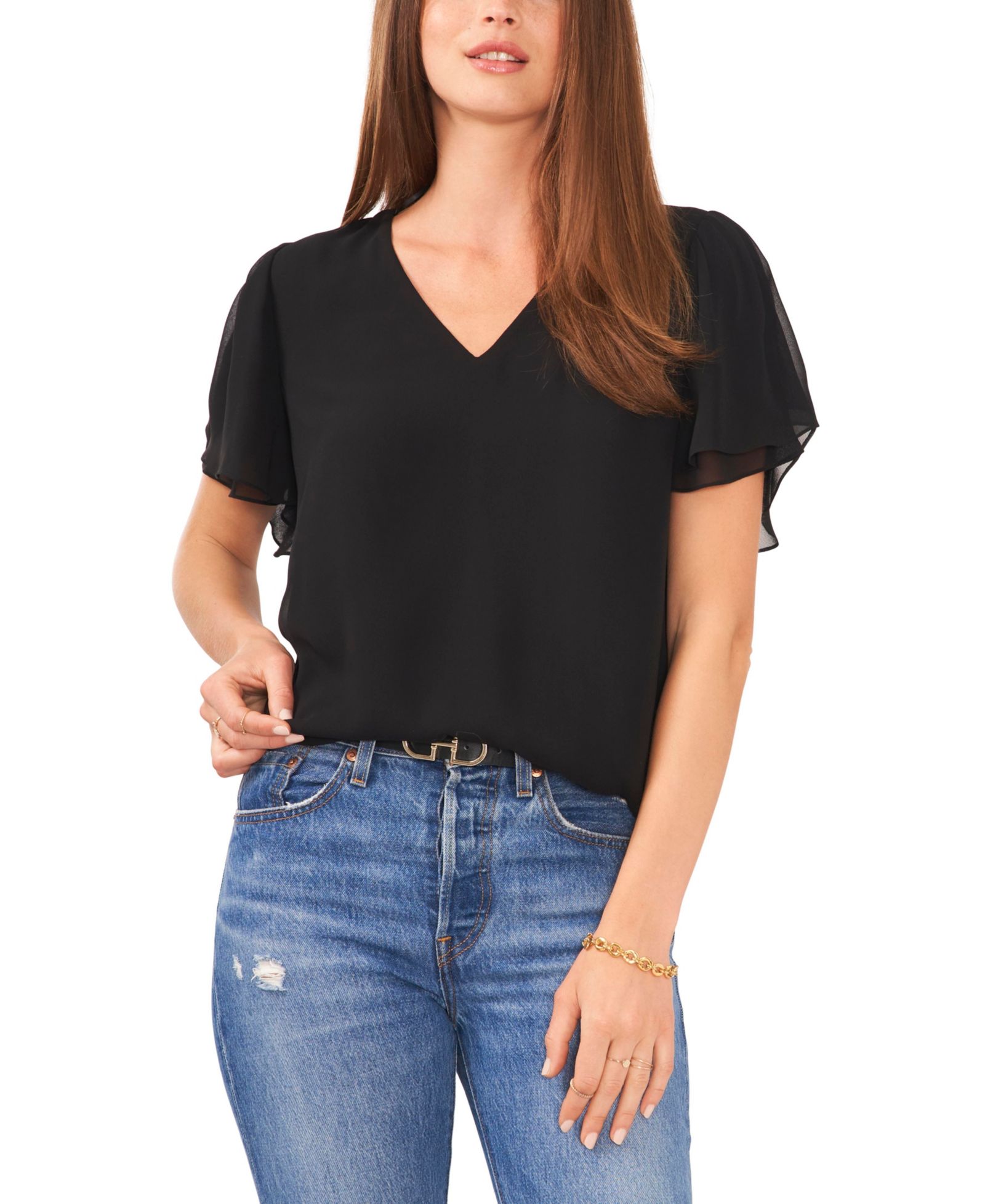 Vince Camuto Women's V-Neck Tulip Sleeve Blouse