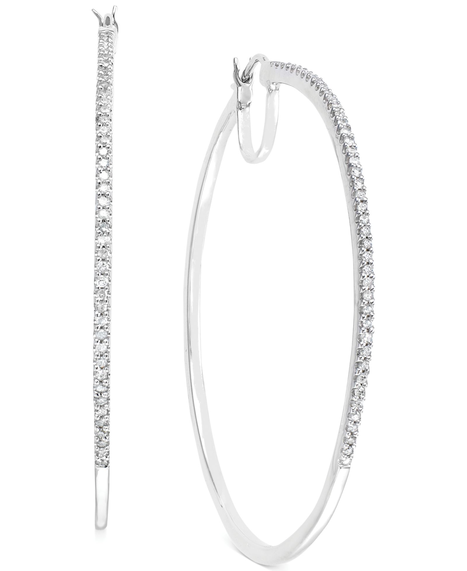 Серьги-кольца с бриллиантами 14k Gold over Sterling Silver (1/2 ct. t.w.)