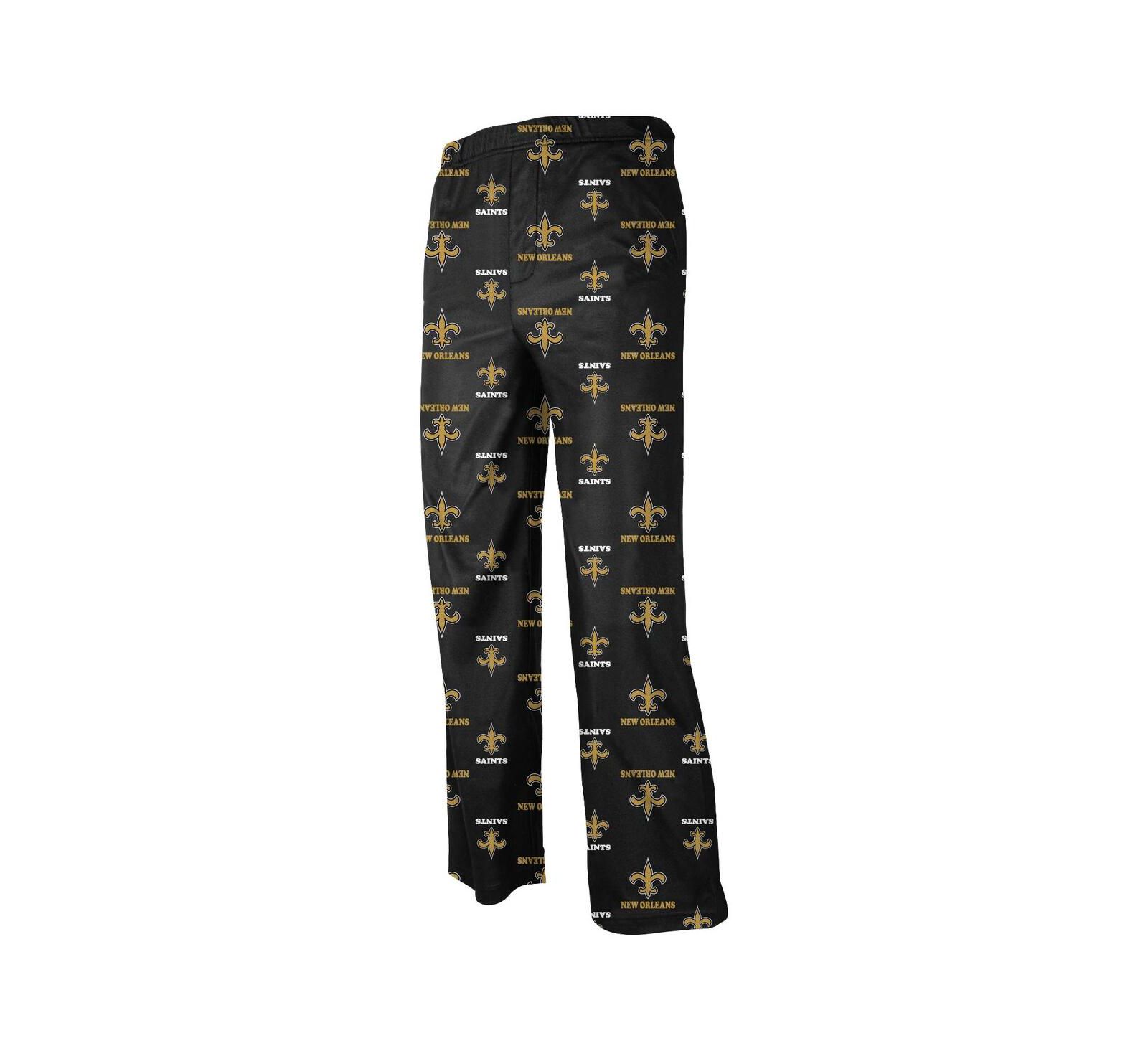 Пижамные брюки для детей New Orleans Saints Allover Logo Black Flannel Pajama Pants