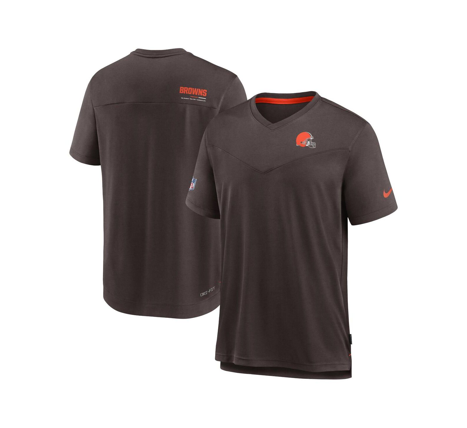 Men's Nike Brown Cleveland Browns 2022 Sideline Coach Chevron Lock Up Performance V-Neck T-shirt