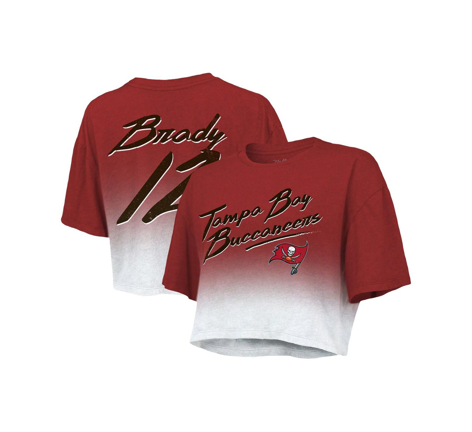 Женская футболка Majestic Threads Tom Brady Red White Tampa Bay Buccaneers Crop