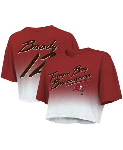 Женская футболка Majestic Threads Tom Brady Red White Tampa Bay Buccaneers Crop