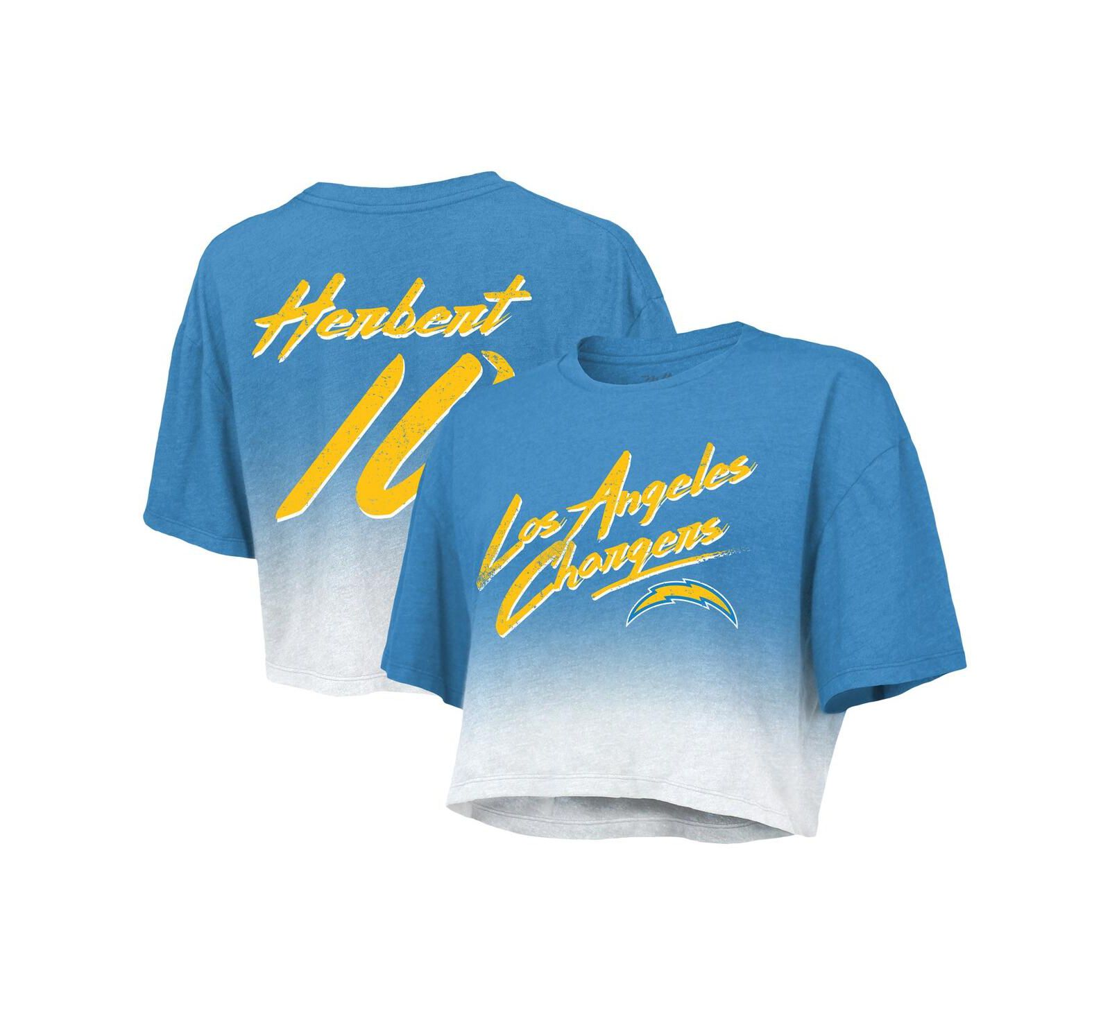 Женская укороченная футболка Majestic Threads Los Angeles Chargers, голубой и белый цвета