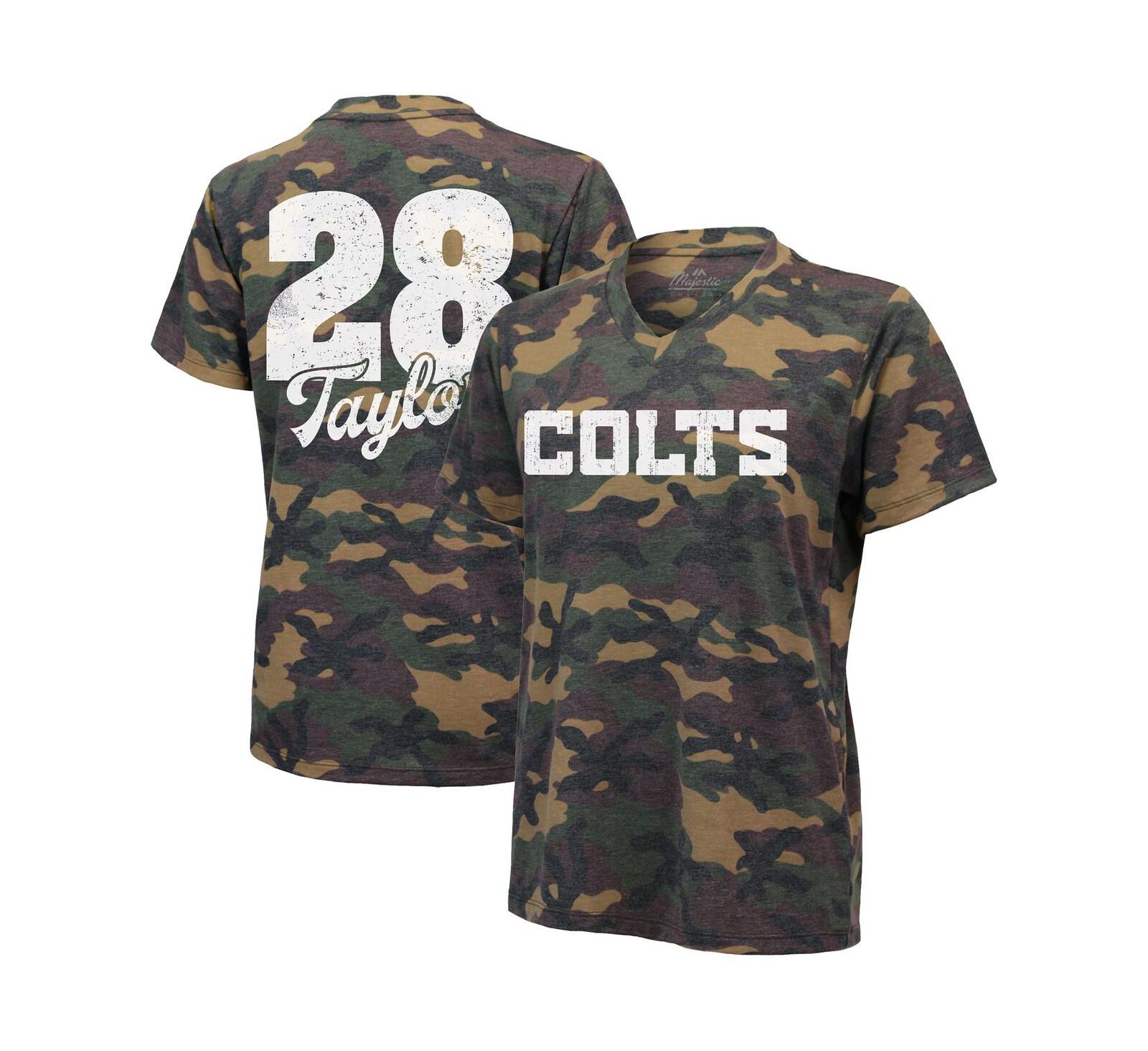 Women's Jonathan Taylor Camo Indianapolis Colts Name and Number V-Neck T-shirt